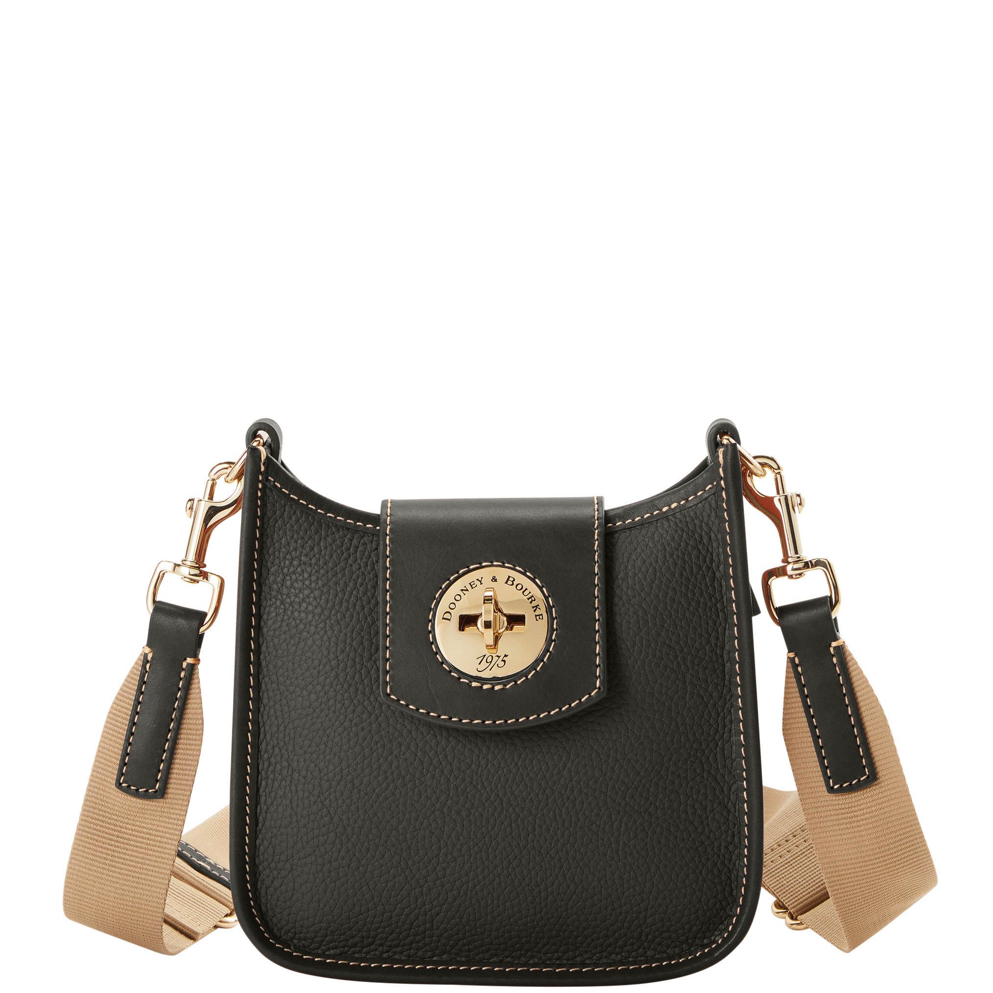 Dooney & Bourke Women's Pebble Turnlock Leather Messenger 20 Bag in Black Black