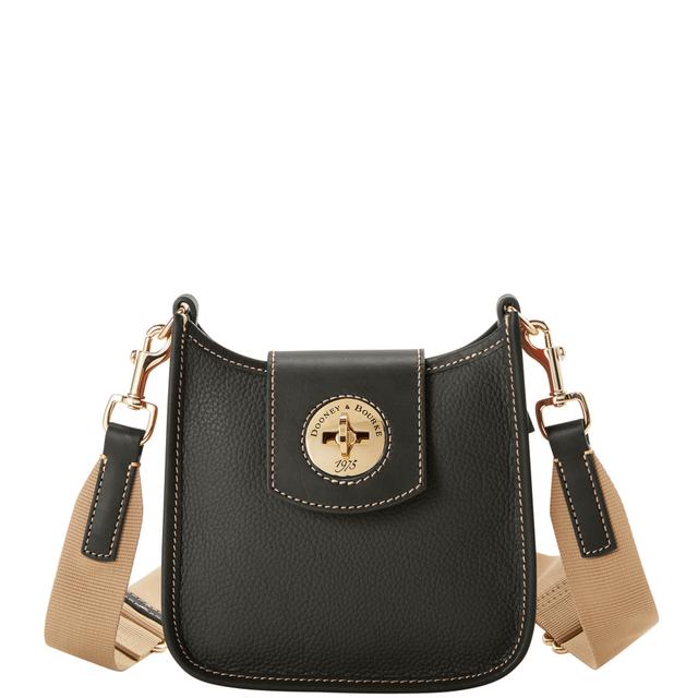Dooney & Bourke Women's Pebble Turnlock Leather Messenger 20 Bag in Black Black