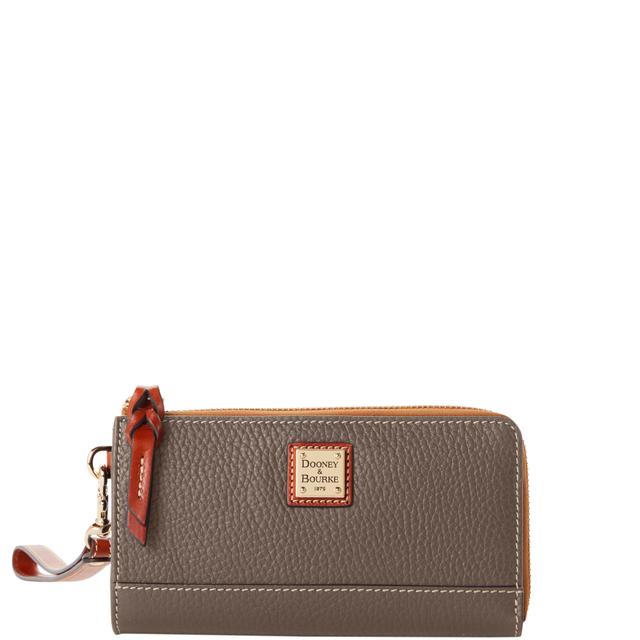 Dooney & Bourke Pebble Grain Folded Zip Leather Wristlet in Elephant