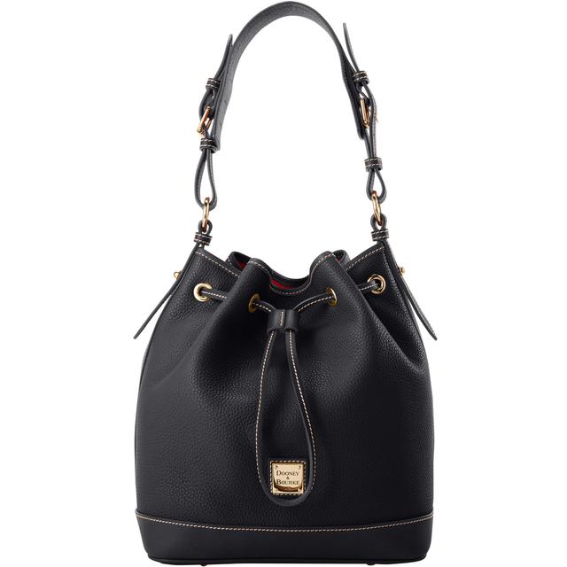 Dooney & Bourke Women's Pebble Grain Drawstring Leather Shoulder Bag in Black Black