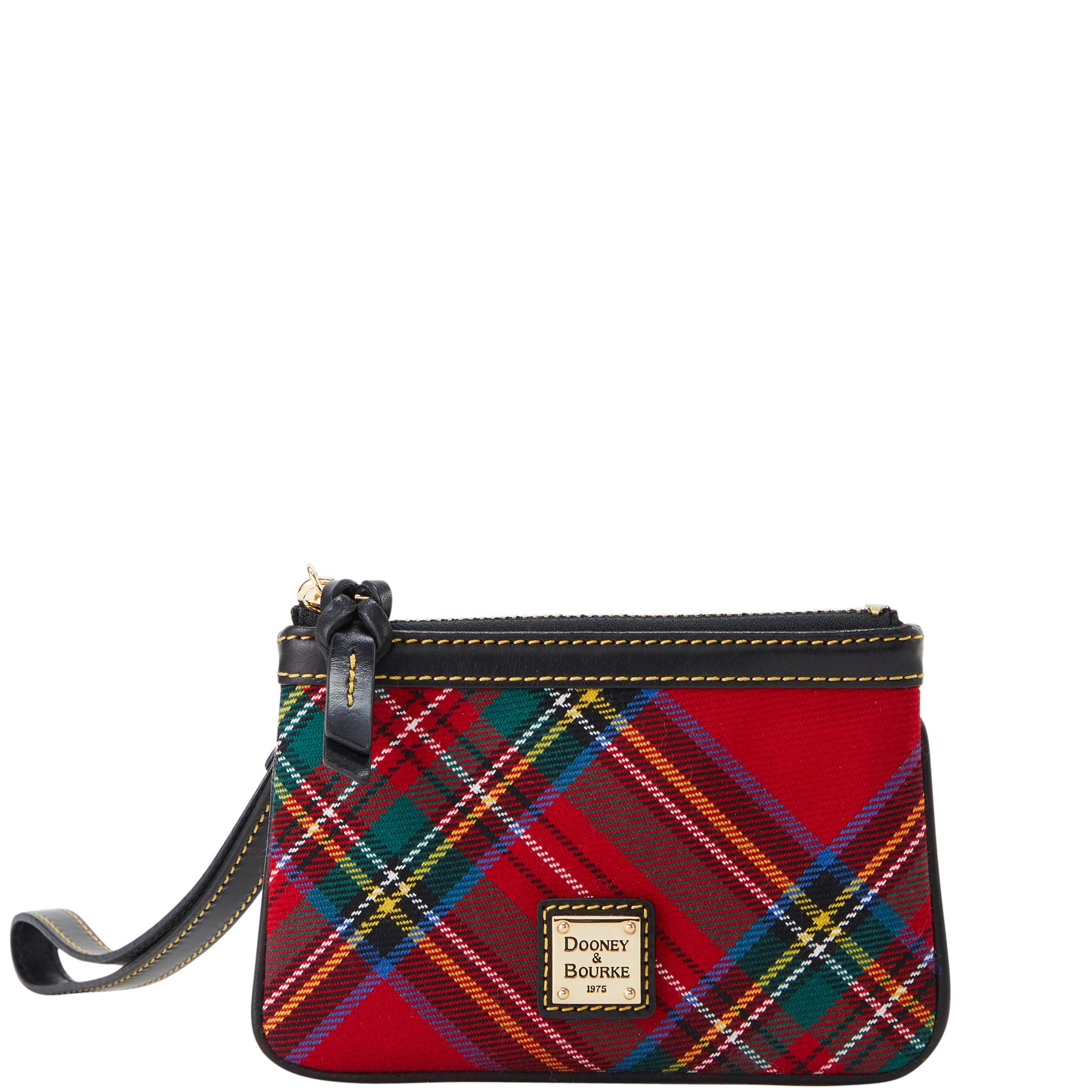 Dooney & Bourke Women's Tartan Medium Leather Wristlet in Red