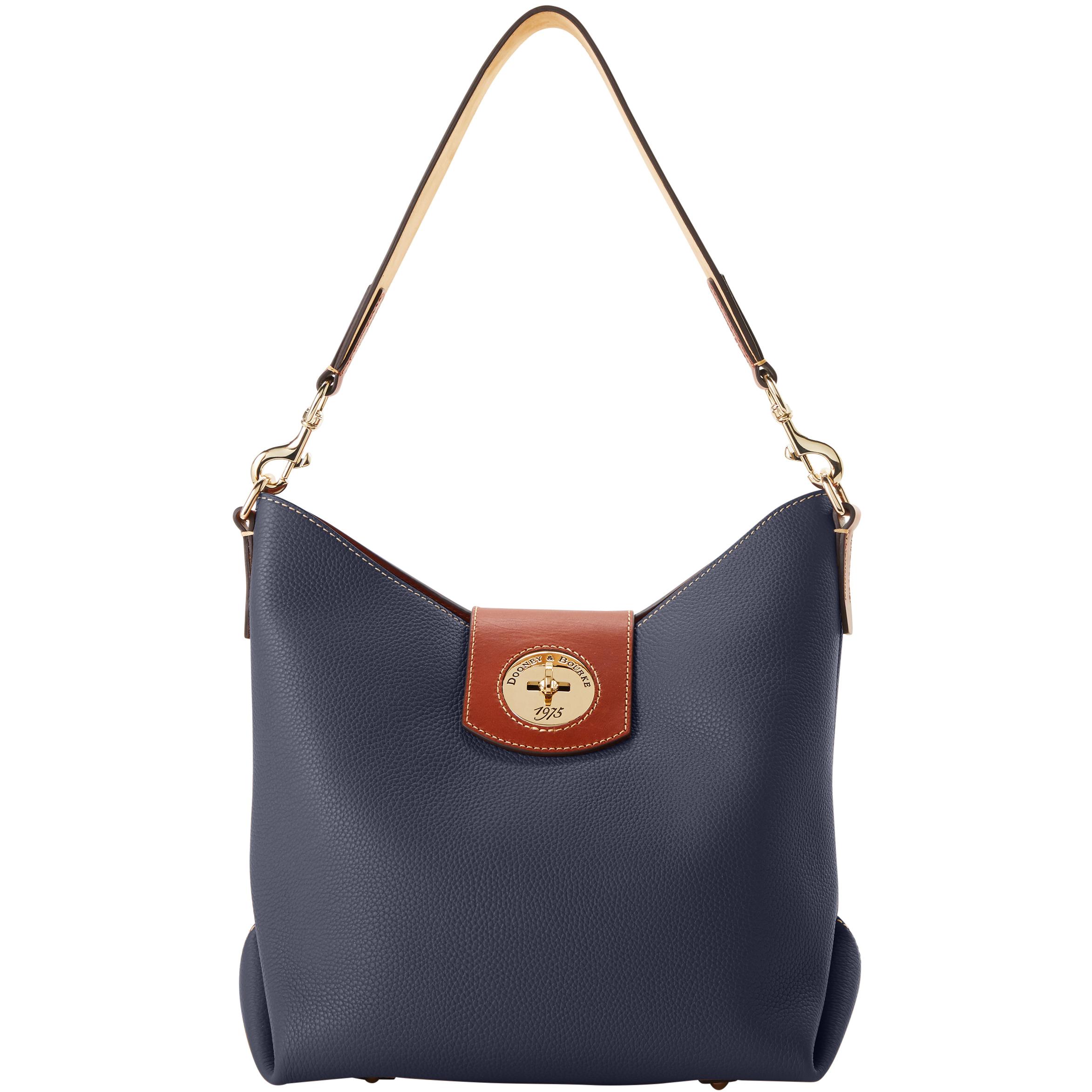 Dooney & Bourke Women's Pebble Turnlock Sac 30 Leather Shoulder Bag in Midnight Blue
