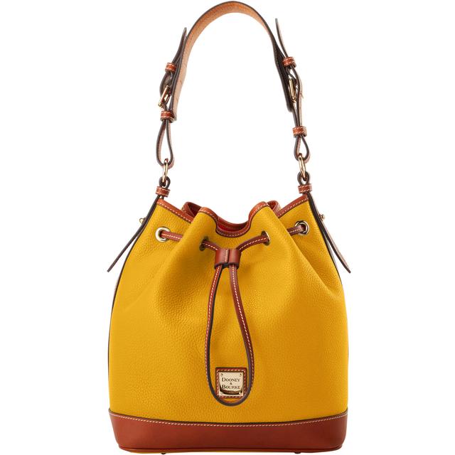 Dooney & Bourke Women's Pebble Grain Drawstring Leather Shoulder Bag in Mustard