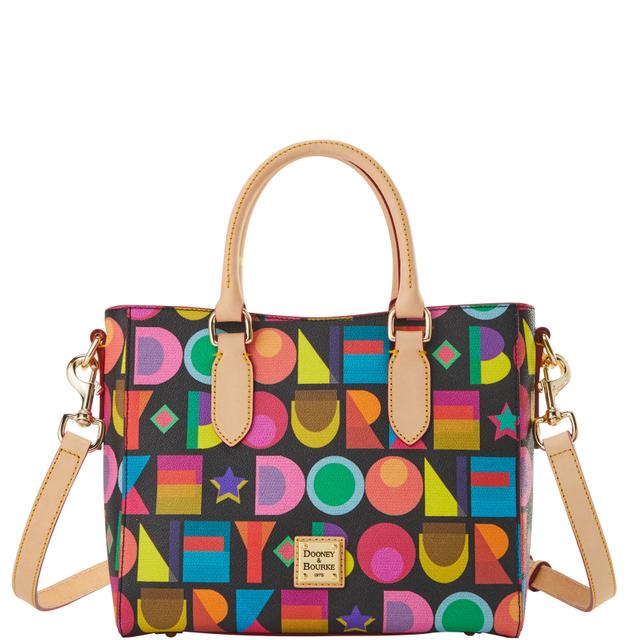 Dooney & Bourke Art Deco Top Handle Coated Cotton Tote Shopping Bag in Black