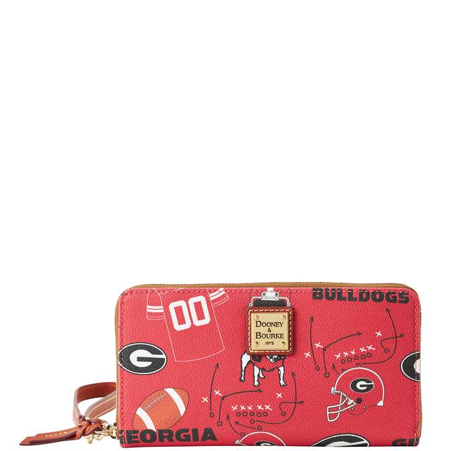 Dooney & Bourke Women's Collegiate University of Georgia Large Zip Around Coated Cotton Wristlet in Red