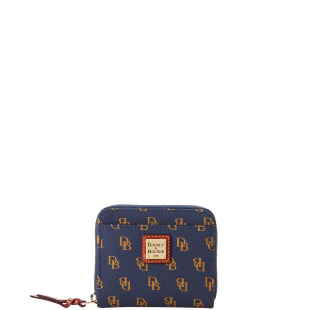 Dooney & Bourke Women's Gretta Small Zip Around Coated Cotton Wallet in Navy