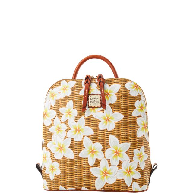 Dooney & Bourke White Plumeria Floral Cotton Backpack