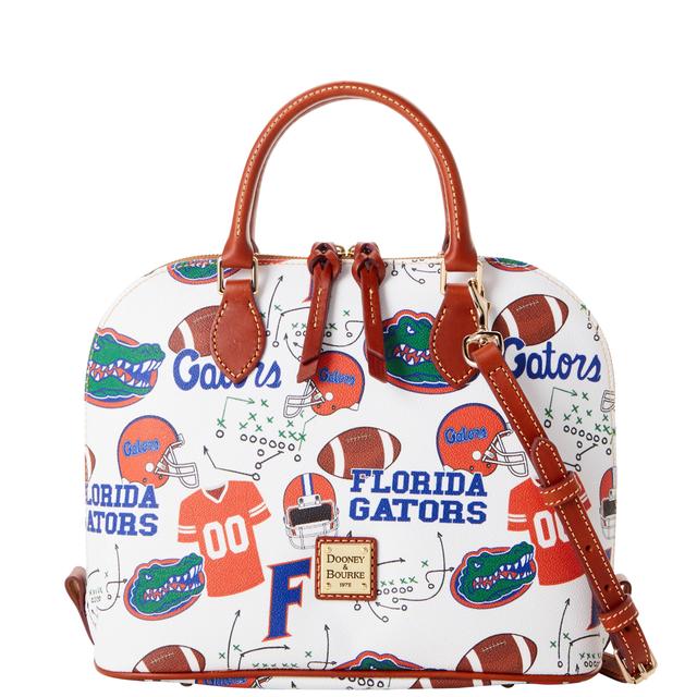 Dooney & Bourke Women's Collegiate University of Florida Zip Zip Coated Cotton Satchel Bag in White Multi