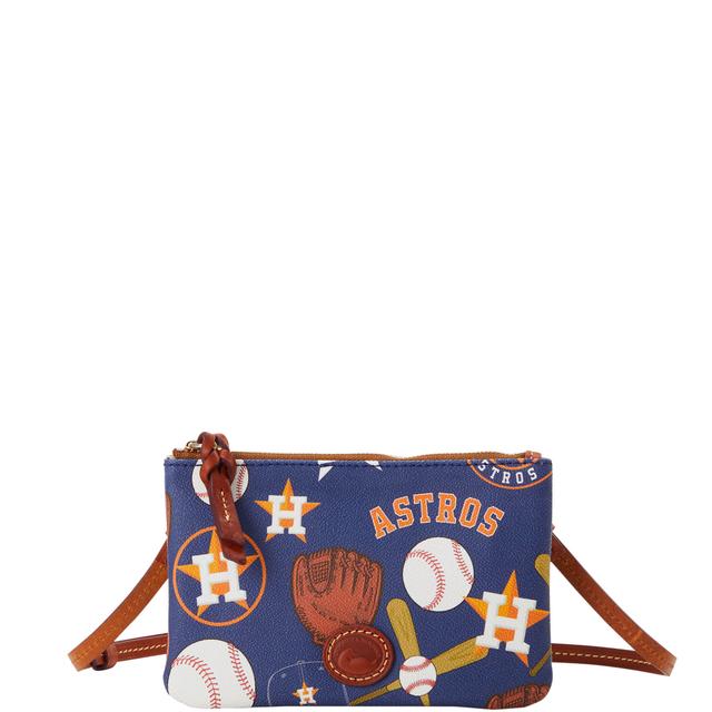 Dooney & Bourke Women's MLB Astros Top Zip Crossbody Coated Cotton Shoulder Bag in Navy