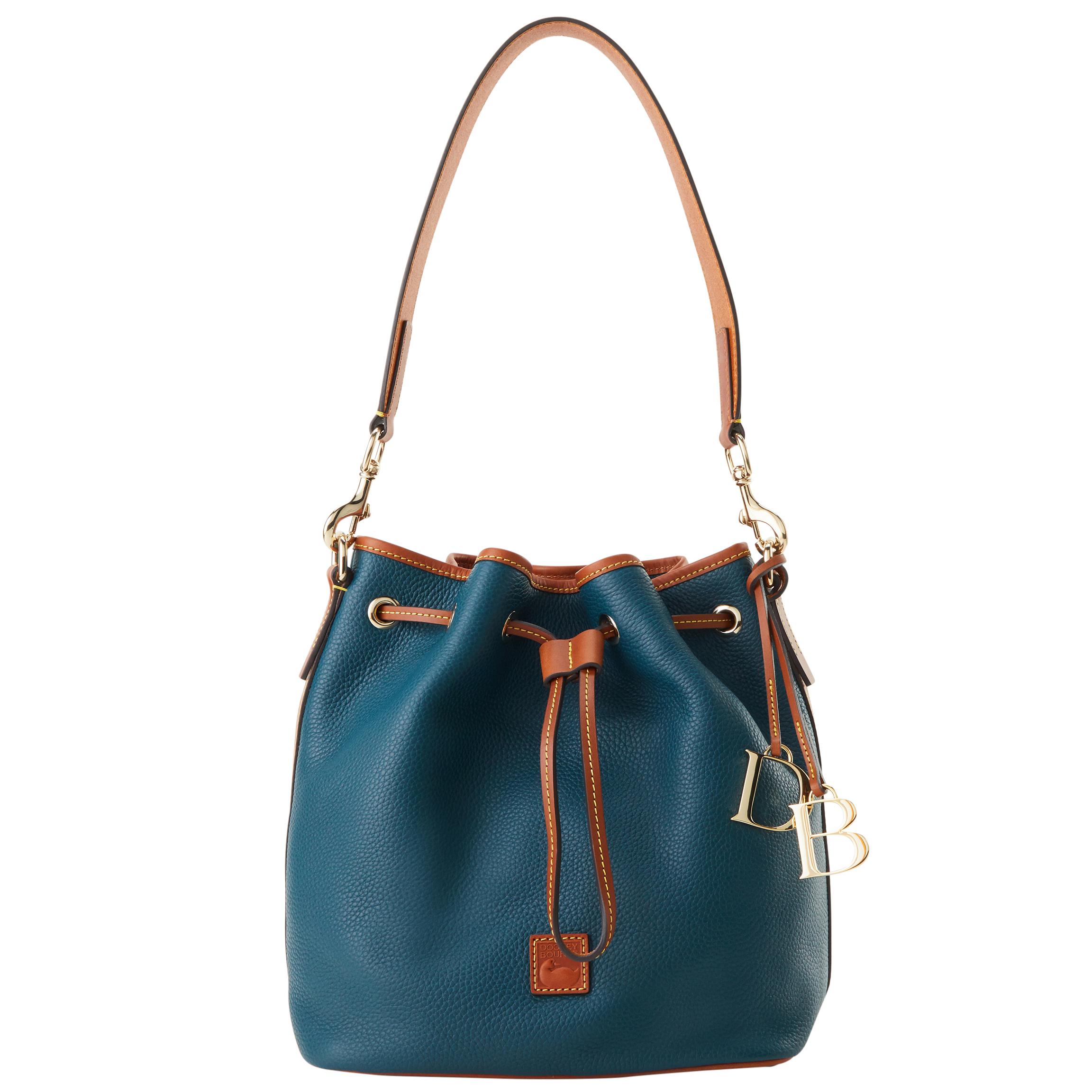 Dooney & Bourke Women's Pebble Grain Drawstring Leather Shoulder Bag in Teal