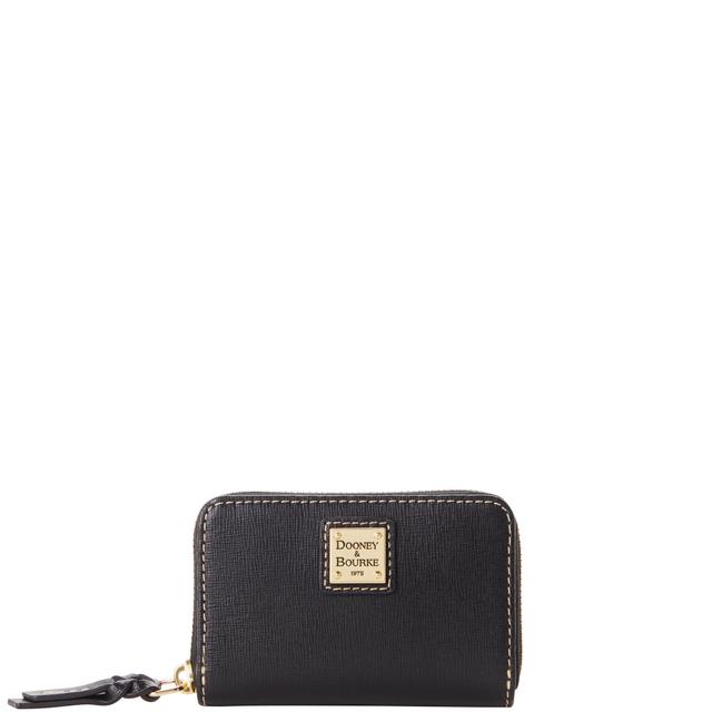 Dooney & Bourke Saffiano Large Zip Around Credit Card Case in Black, Leather