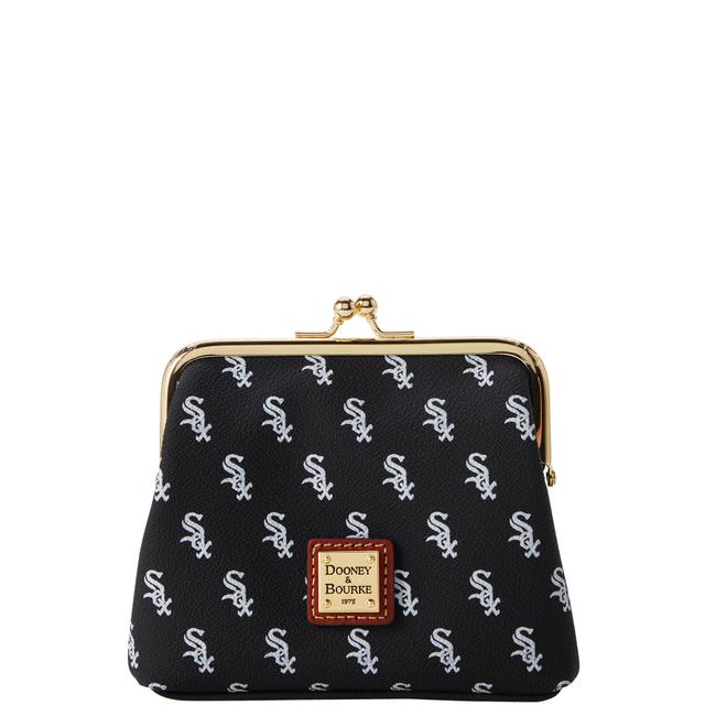 Dooney & Bourke Women's MLB White Sox Large Framed Purse in Black, Coated Cotton
