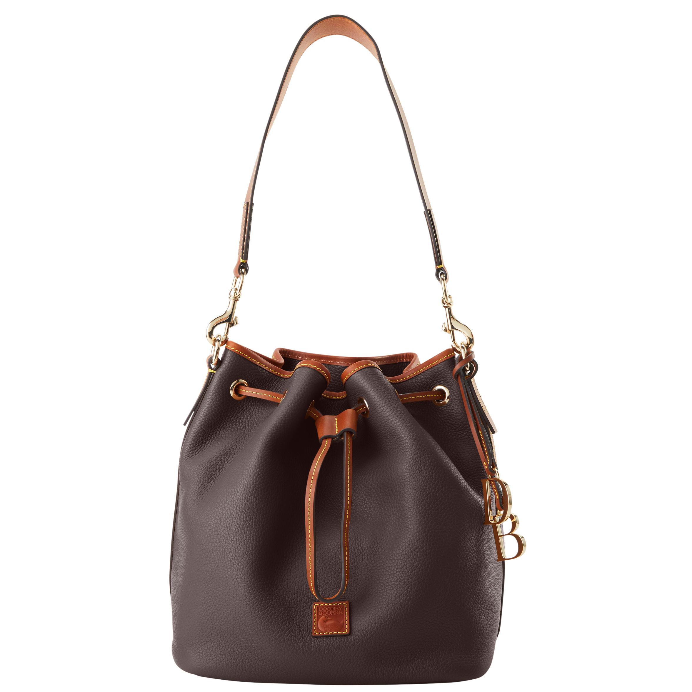 Dooney & Bourke Women's Pebble Grain Drawstring Leather Shoulder Bag in Brown Tmoro