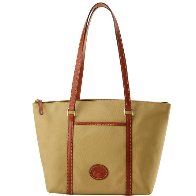 Dooney & Bourke Women's Nylon Zip Pocket Fabric Tote Shopping Bag in Khaki