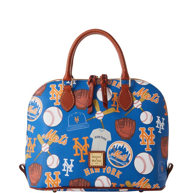 Dooney & Bourke Women's MLB Mets Zip Zip Coated Cotton Satchel Bag in Blue