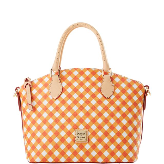 Dooney & Bourke Women's Gingham II Geena Coated Cotton Satchel Bag in Orange