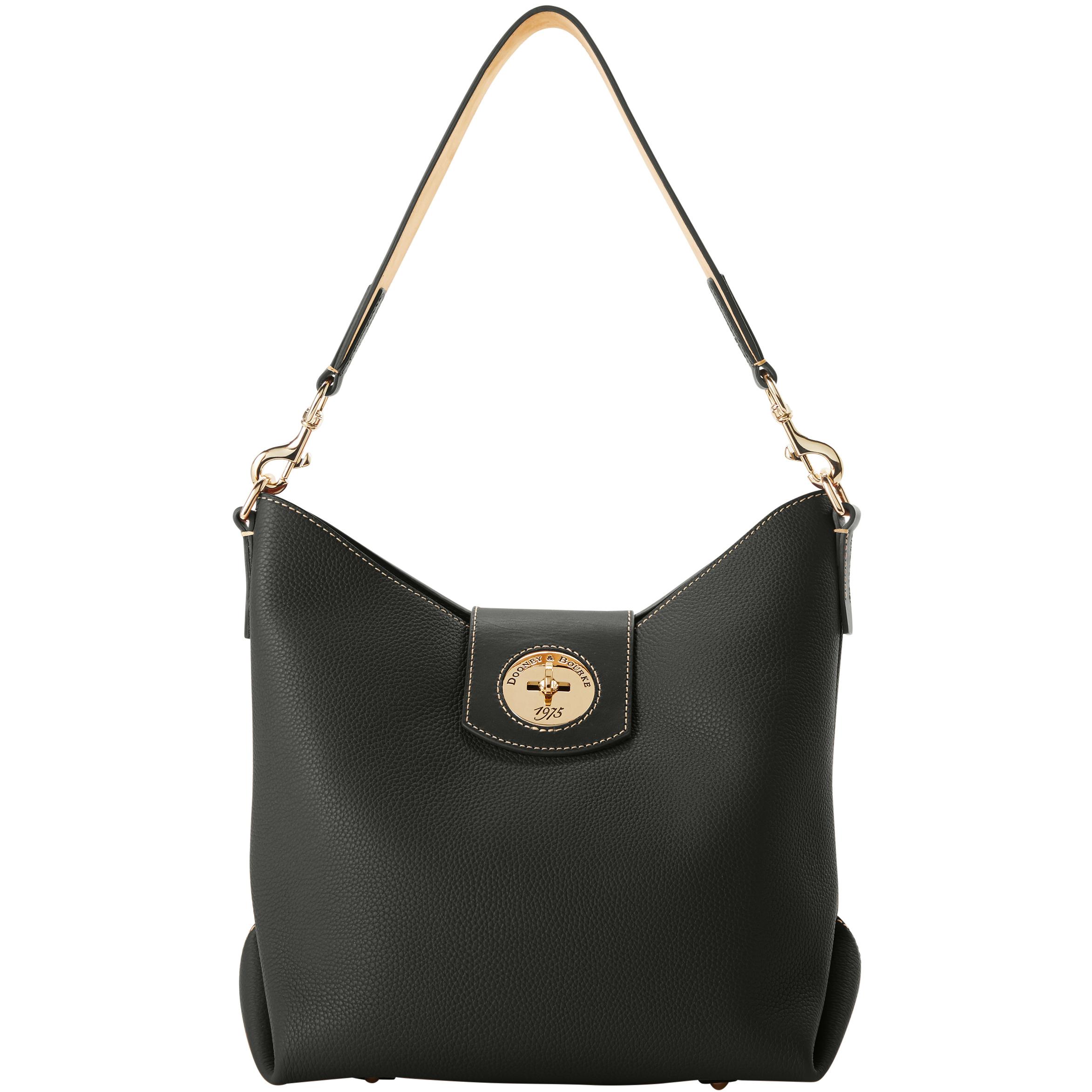 Dooney & Bourke Women's Pebble Turnlock Sac 30 Leather Shoulder Bag in Black Black