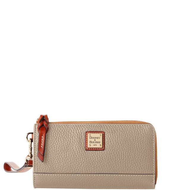 Dooney & Bourke Pebble Grain Folded Zip Leather Wristlet in Taupe