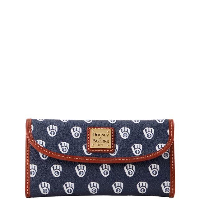 Dooney & Bourke Women's MLB Brewers Continental Coated Cotton Clutch Bag in Navy