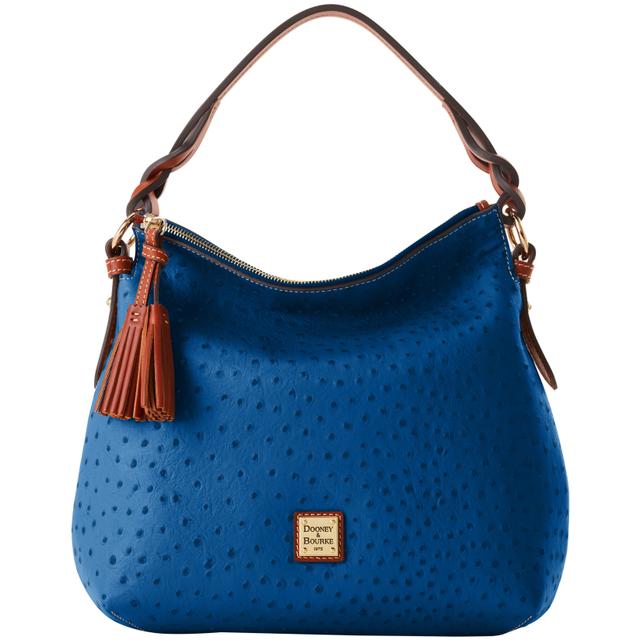 Dooney & Bourke Women's Ostrich Twist Strap Hobo Leather Shoulder Bag in Marine