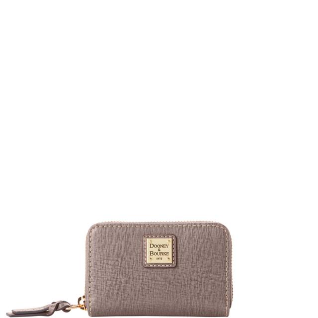 Dooney & Bourke Saffiano Large Zip Around Credit Card Case in Taupe, Leather