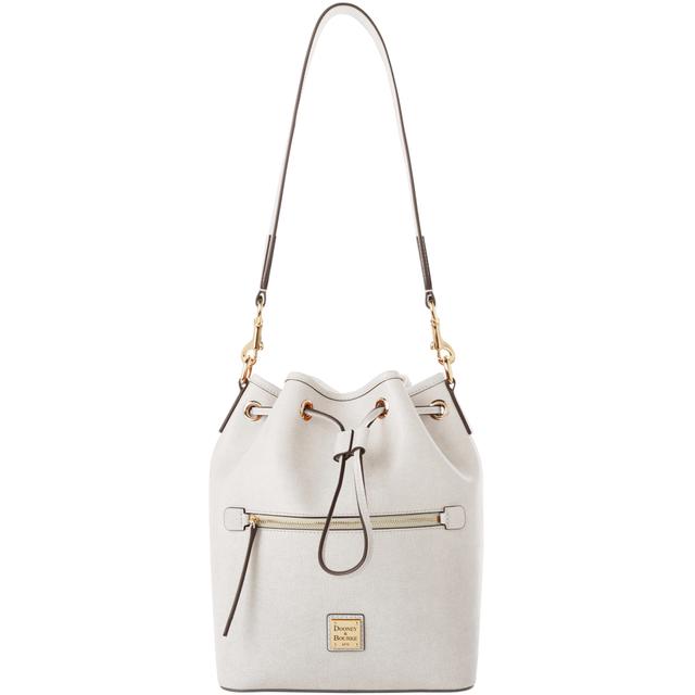 Dooney & Bourke Women's Saffiano Drawstring Leather Shoulder Bag in Ecru
