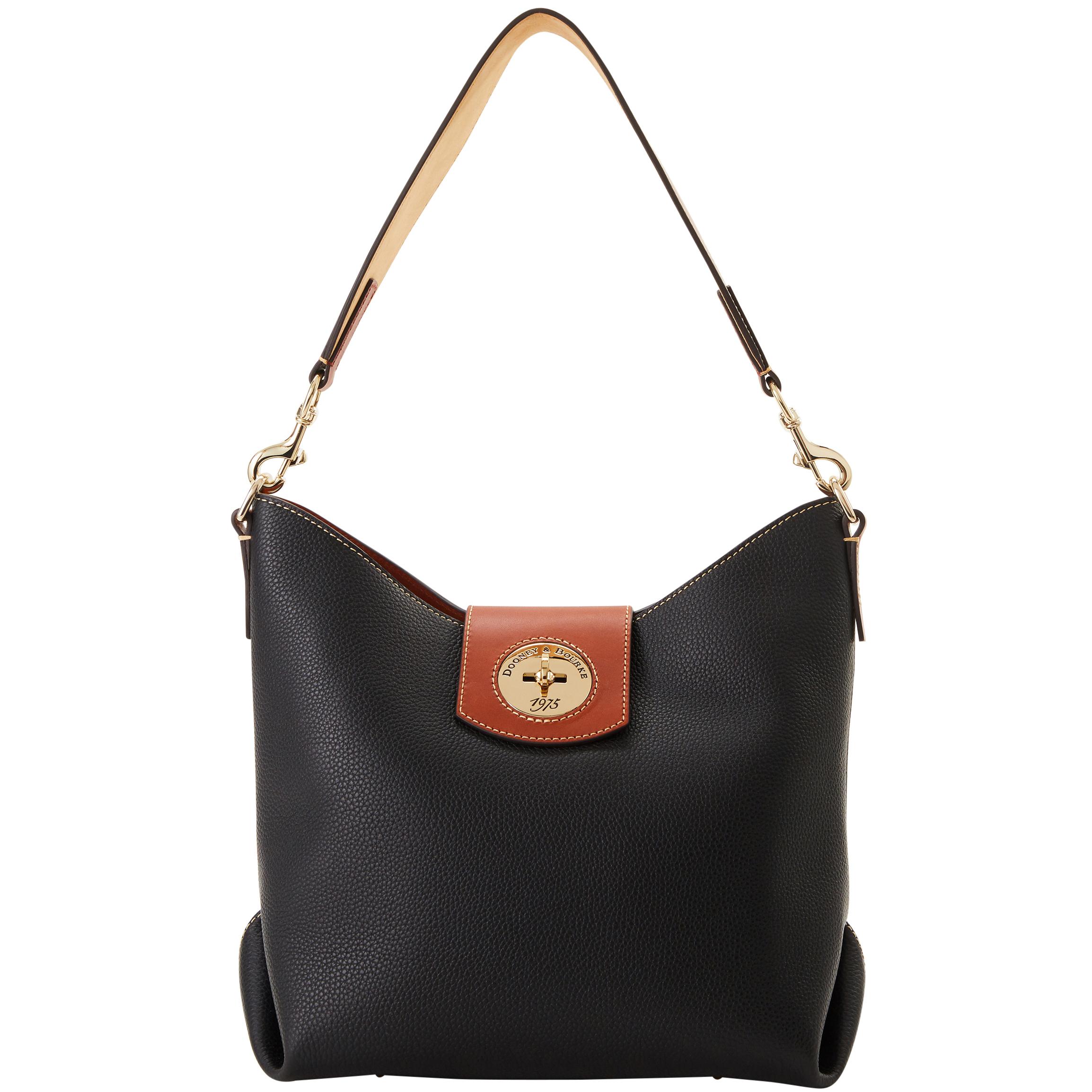 Dooney & Bourke Women's Pebble Turnlock Sac 30 Leather Shoulder Bag in Black