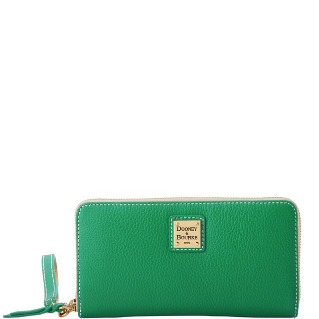 Dooney & Bourke Women's Lucca Leather Large Zip Around Wristlet in Kelly Green