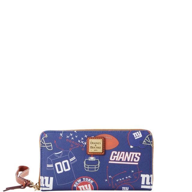 Dooney & Bourke Women's NFL NY Giants Large Zip Around Coated Cotton Wristlet in Navy