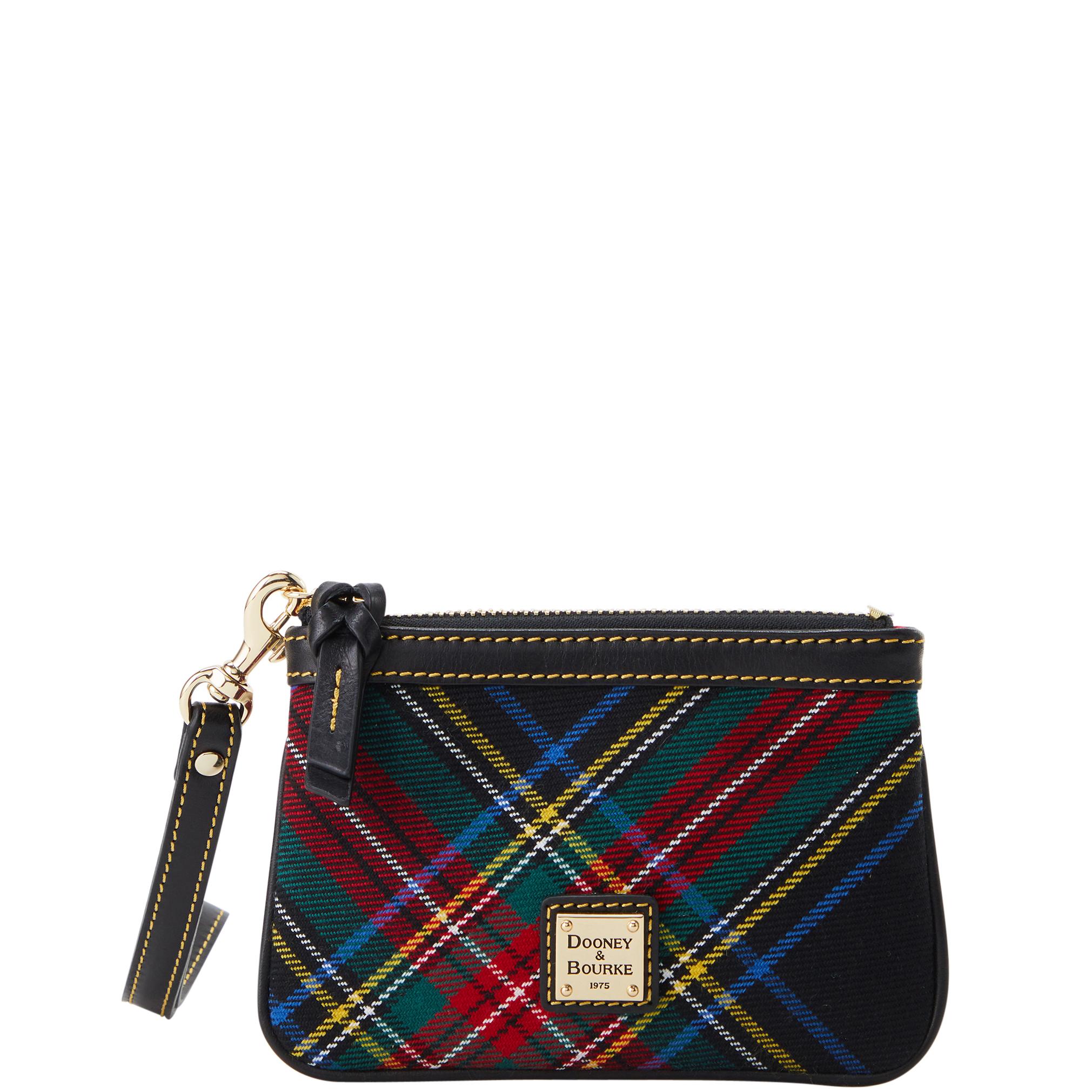 Dooney & Bourke Women's Tartan Medium Leather Wristlet in Black