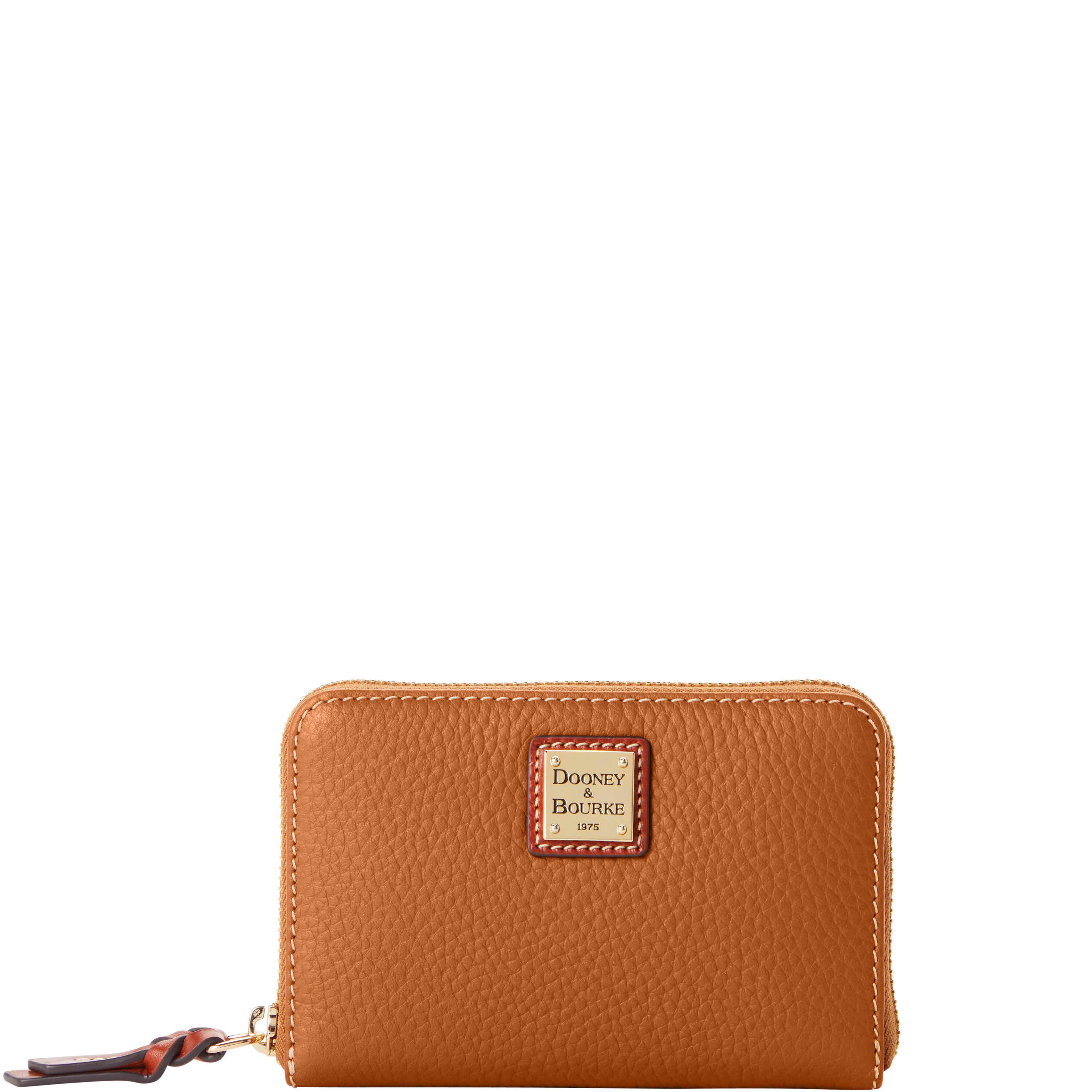 Dooney & Bourke Women's Pebble Grain Medium Zip Around Leather Wallet in French Caramel