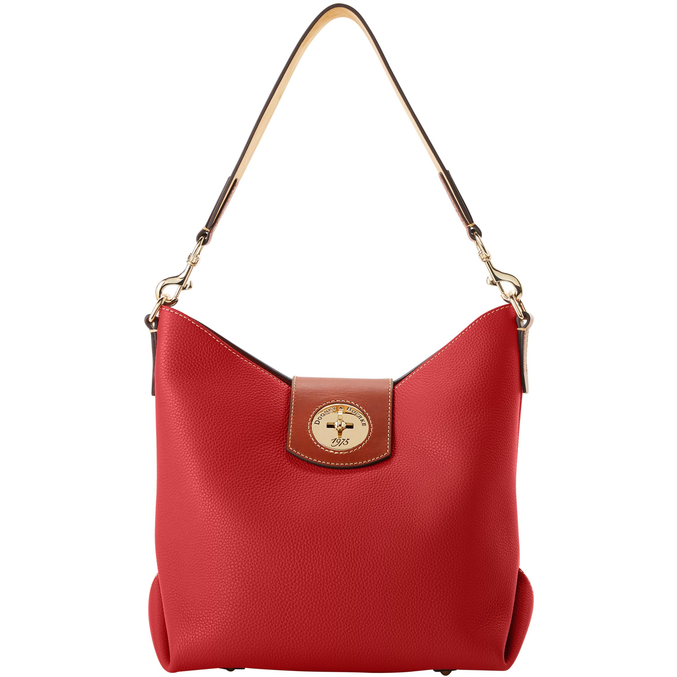 Dooney & Bourke Women's Pebble Turnlock Sac 30 Leather Shoulder Bag in Red