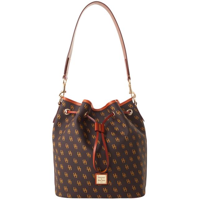 Dooney & Bourke Women's Gretta Drawstring Coated Cotton Shoulder Bag in Brown Tmoro