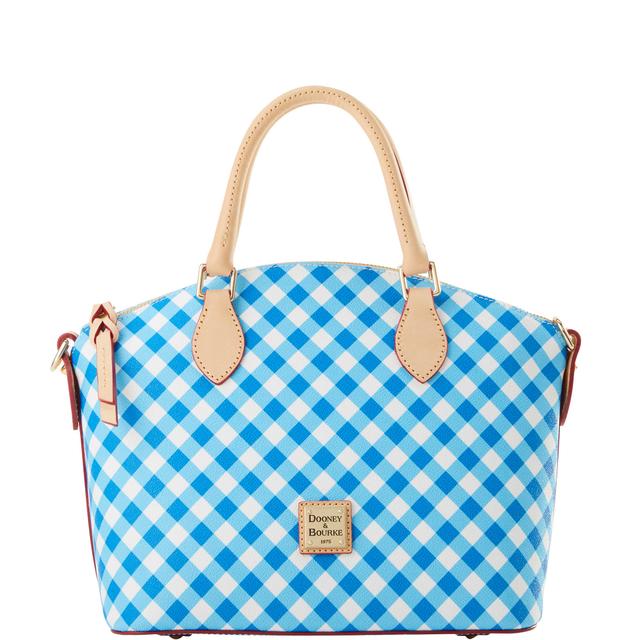 Dooney & Bourke Women's Gingham II Geena Coated Cotton Satchel Bag in Sky Blue