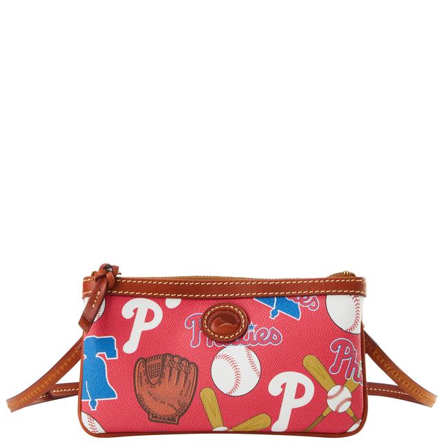 Dooney & Bourke Women's MLB Phillies Large Slim Coated Cotton Crossbody in Red