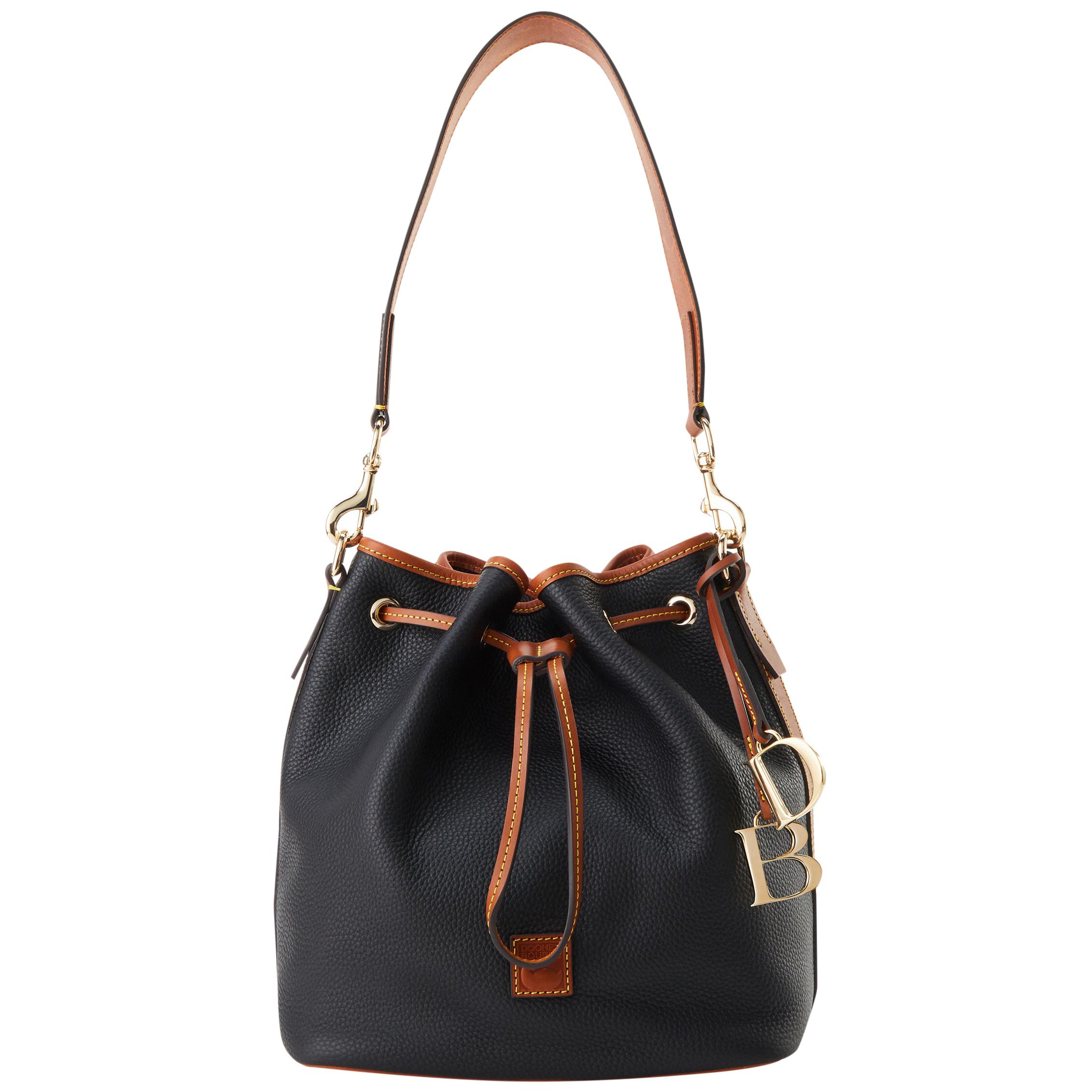 Dooney & Bourke Women's Pebble Grain Drawstring Leather Shoulder Bag in Black