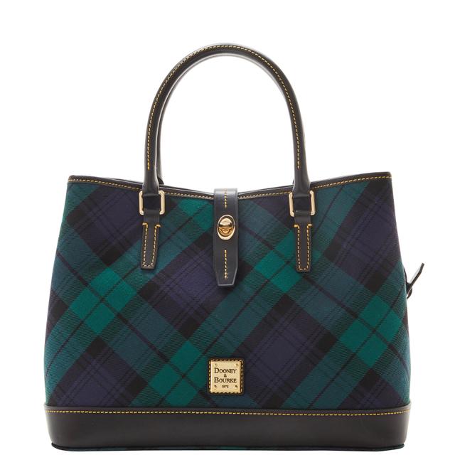 Dooney & Bourke Women's Tartan Perry Leather Satchel Bag in Navy