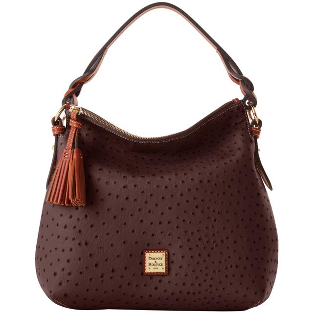 Dooney & Bourke Women's Ostrich Twist Strap Hobo Leather Shoulder Bag in Espresso