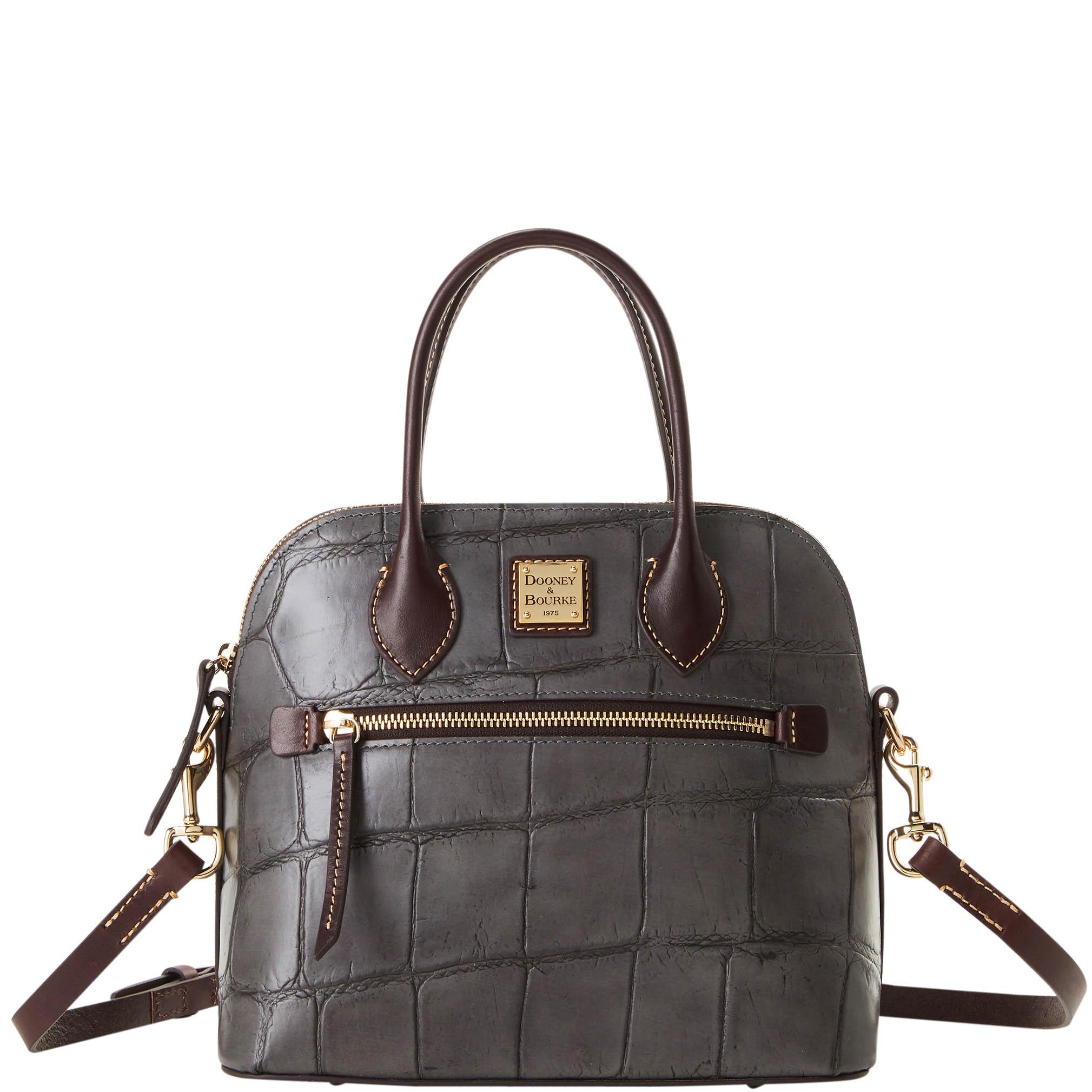 Dooney & Bourke Women's Denison Domed Leather Satchel Bag in Smoke Grey
