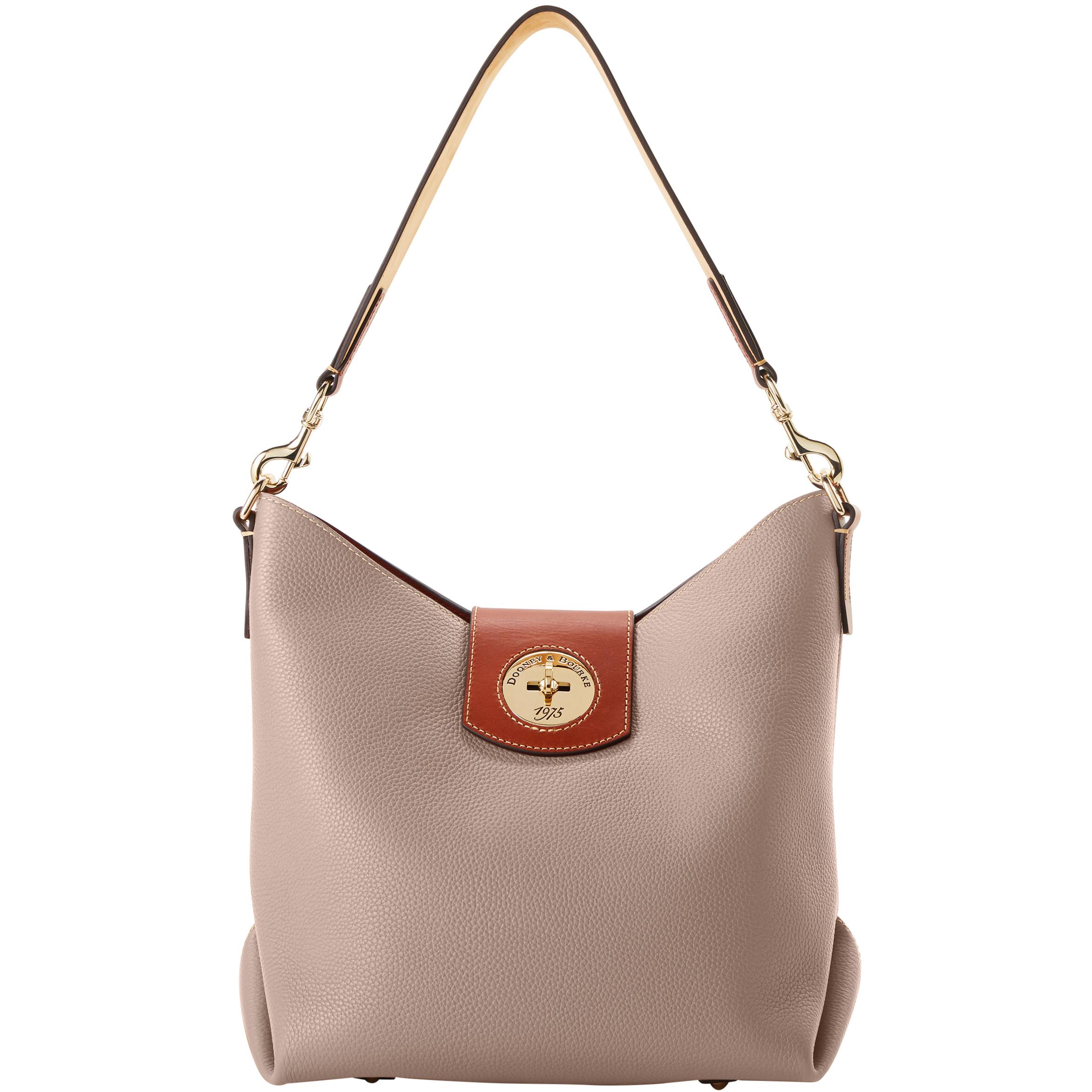 Dooney & Bourke Women's Pebble Turnlock Sac 30 Leather Shoulder Bag in Taupe