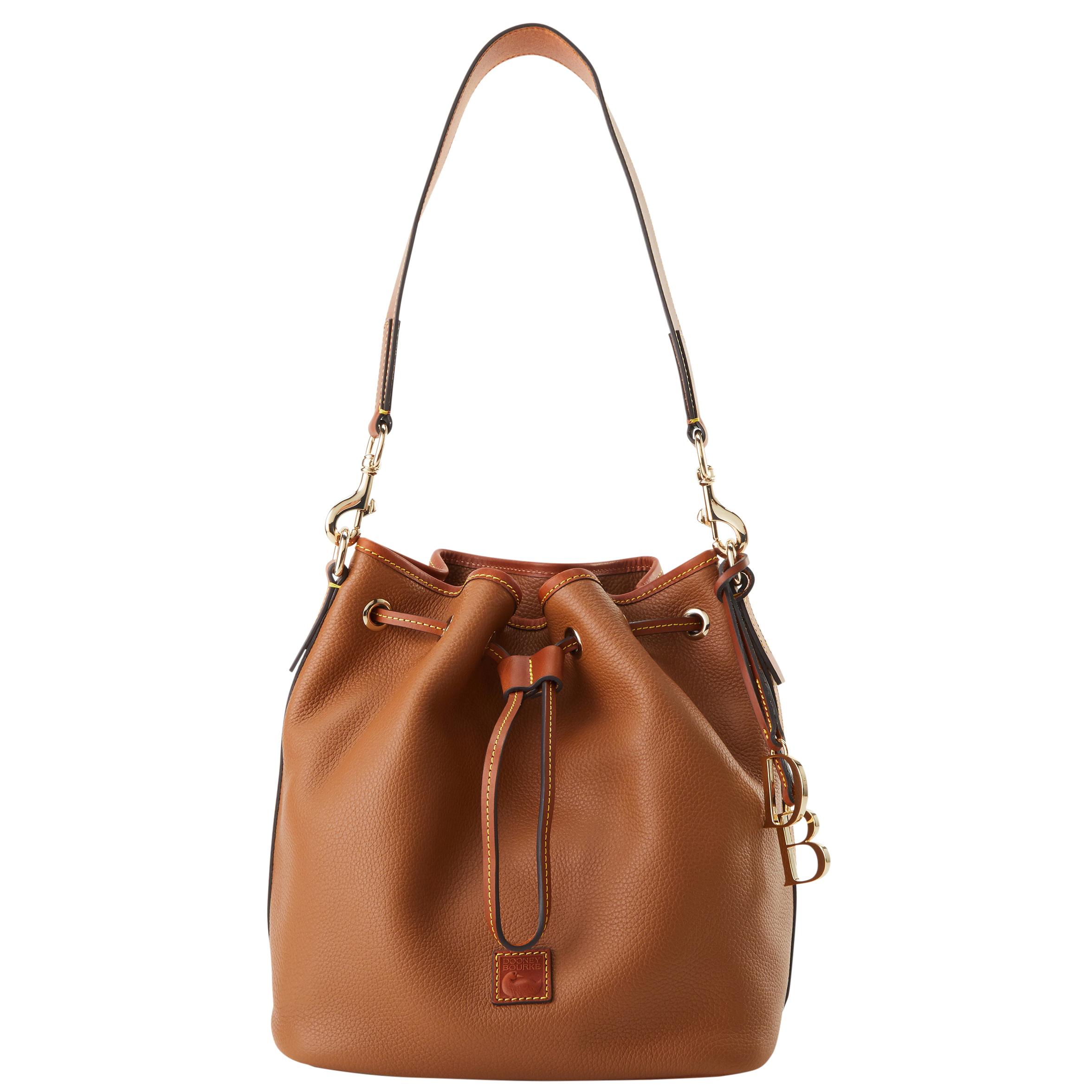 Dooney & Bourke Women's Pebble Grain Drawstring Leather Shoulder Bag in Caramel