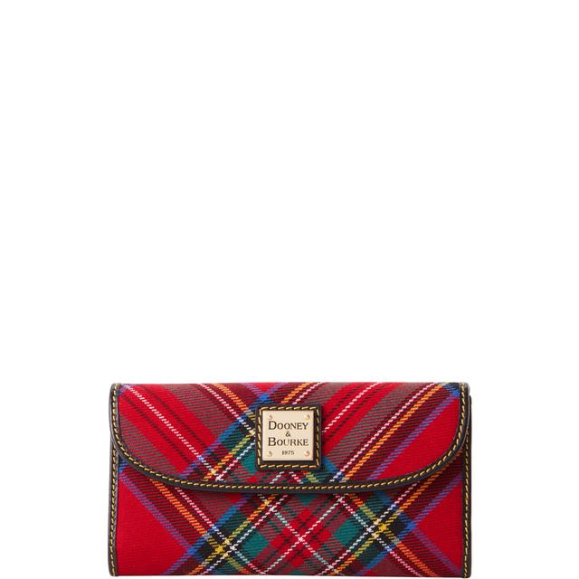 Dooney & Bourke Women's Tartan Continental Leather Clutch Bag in Red