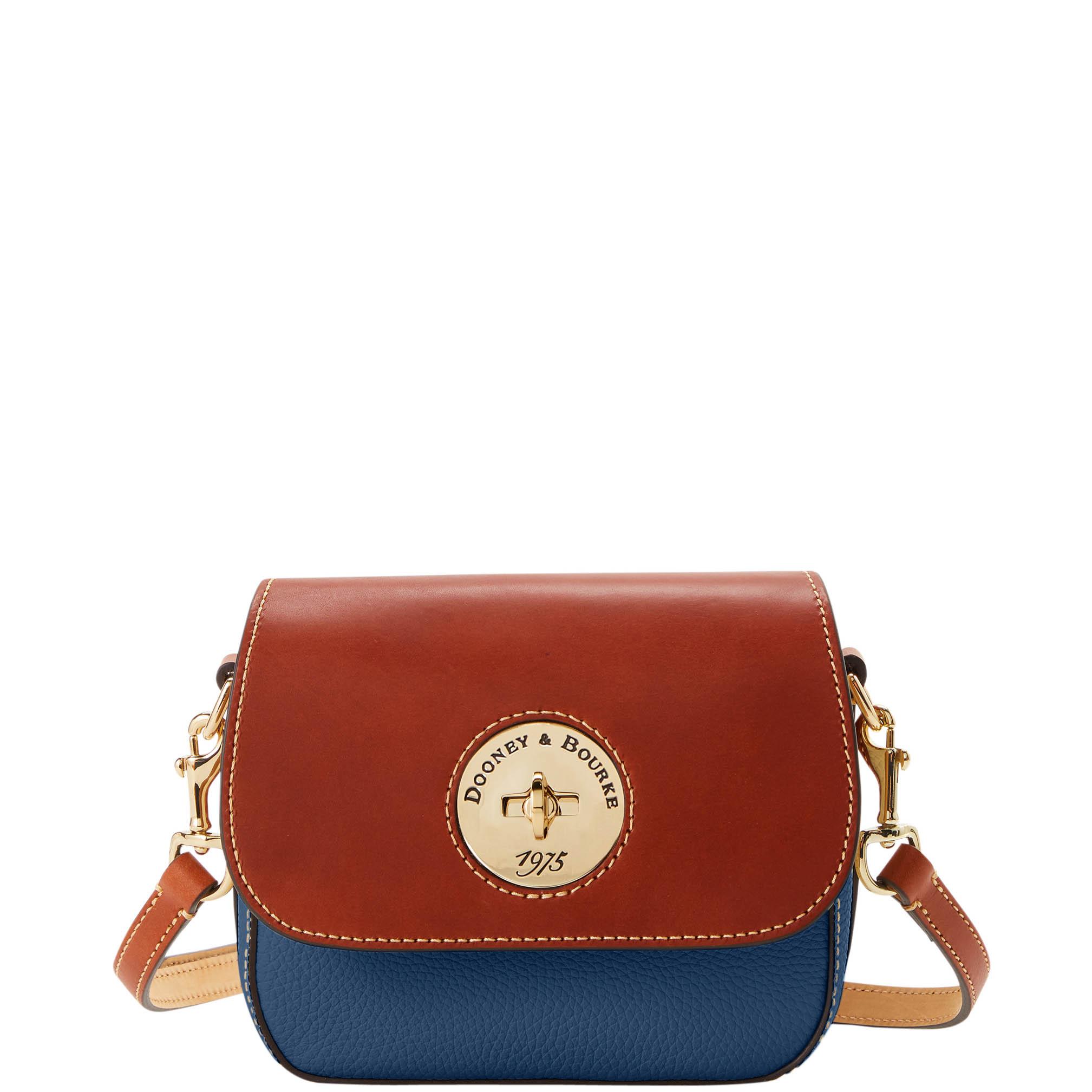 Dooney & Bourke Women's Pebble Turnlock Flap Saddle Leather Crossbody Bag in Jeans