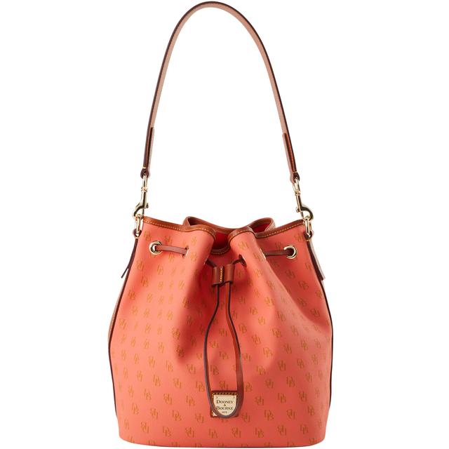 Dooney & Bourke Women's Gretta Drawstring Coated Cotton Shoulder Bag in Coral
