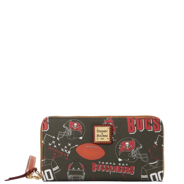 Dooney & Bourke Women's NFL Buccaneers Large Zip Around Coated Cotton Wristlet in Pewter