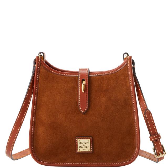 Dooney & Bourke Suede Small Leather Messenger Bag in Amber