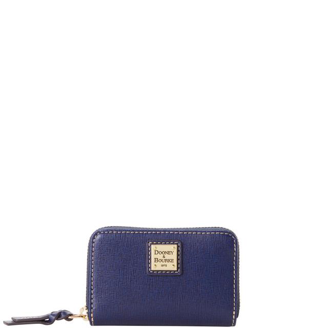 Dooney & Bourke Saffiano Large Zip Around Credit Card Case in Marine, Leather