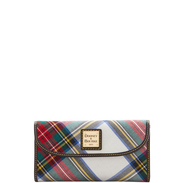 Dooney & Bourke Women's Tartan Continental Leather Clutch Bag in White
