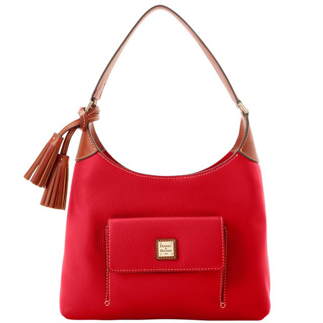 Dooney & Bourke Women's Pebble Grain Small Hobo Leather Shoulder Bag in Red