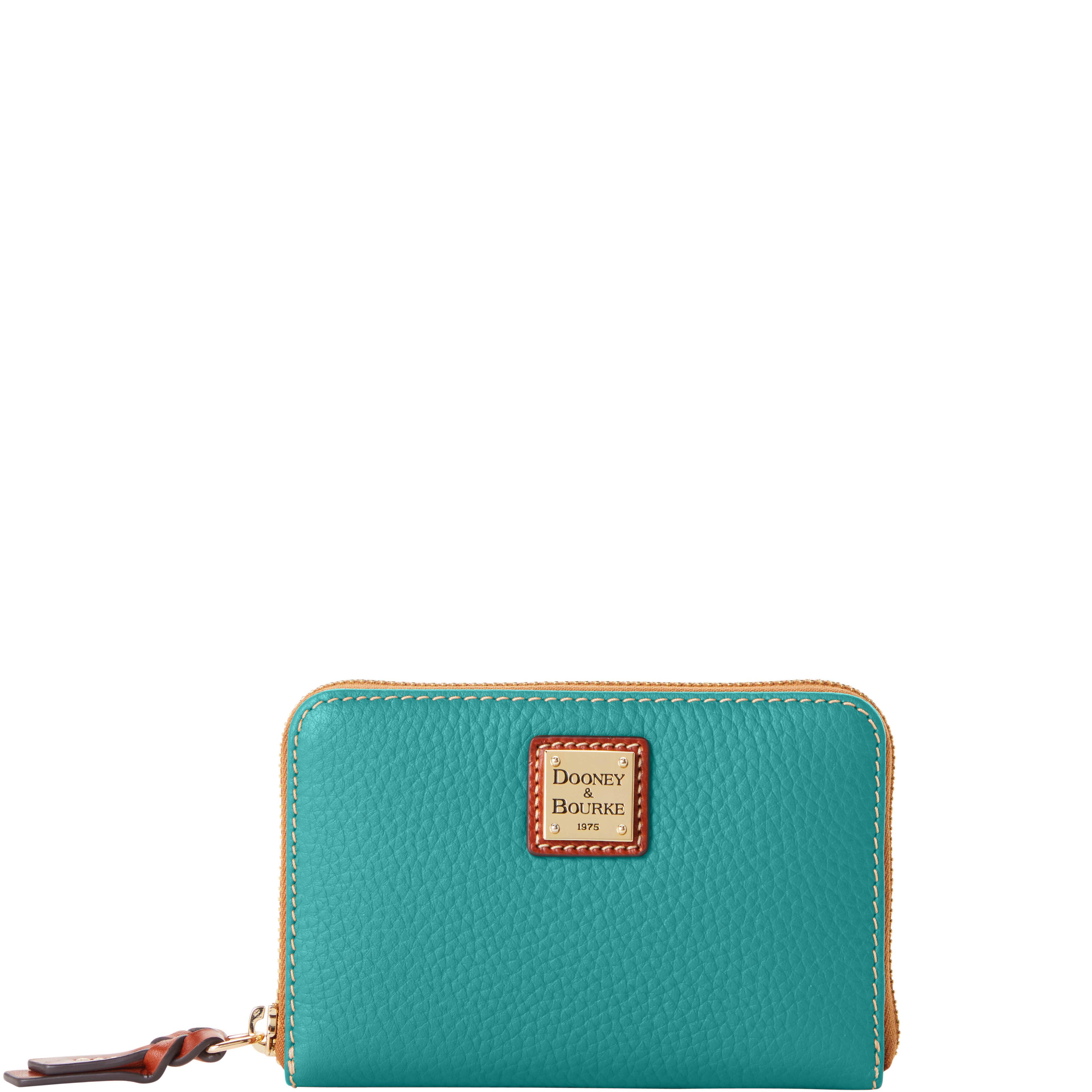 Dooney & Bourke Women's Pebble Grain Medium Zip Around Leather Wallet in Spearmint